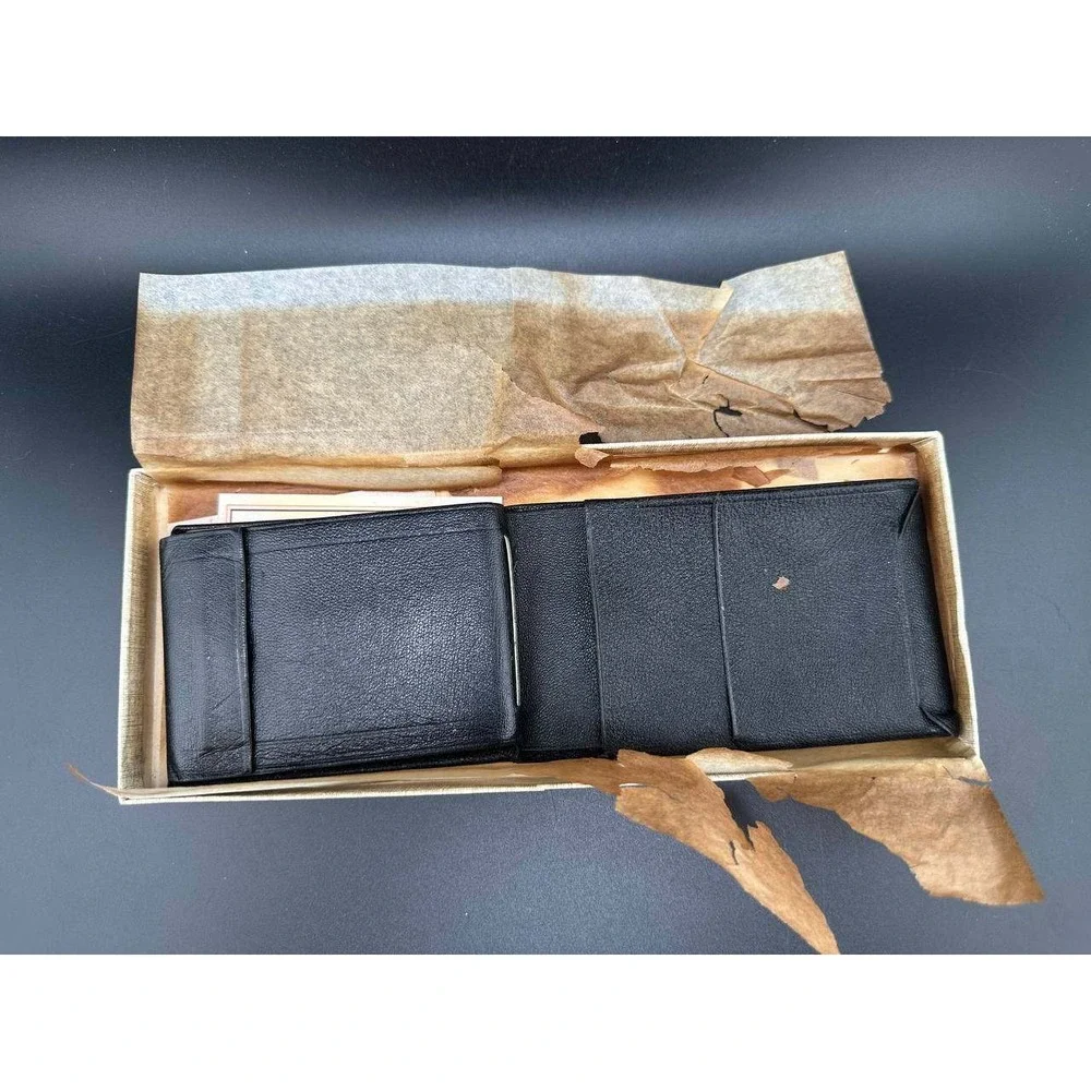 Vintage Prince Gardner Black Leather Billfold Wallet with Original Box 056-1(70)